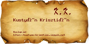 Kustyán Krisztián névjegykártya